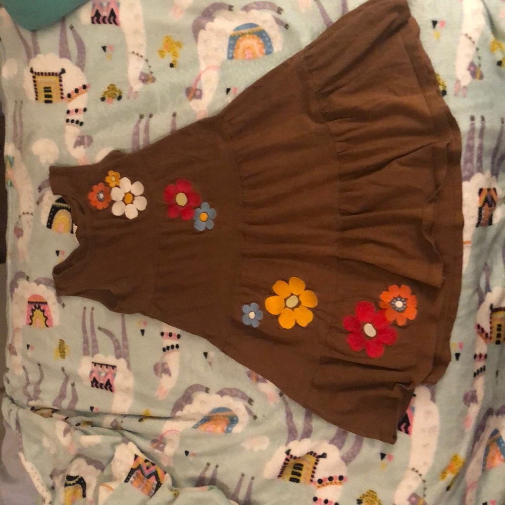 Brown Sundress with Rainbow floral design